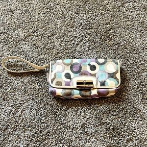 Brand New Kristin Graphic OP Art Large wristlet. Multi-color woven sequins.